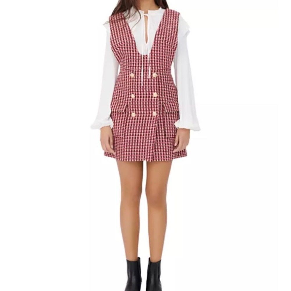 Maje Russi Tweed Mini Pink Dress Fuchsia Size XS - Picture 6 of 15